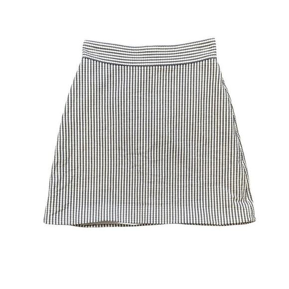 Theory Skirt Womens 00 White Blue Virgin Wool Blend Bubble A-Lined Back Zip Mini - Picture 1 of 10